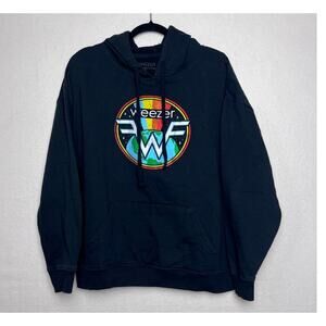 Weezer Band Logo Pullover Sweatshirt Hoodie Black Long Sleeve Size XL Unisex